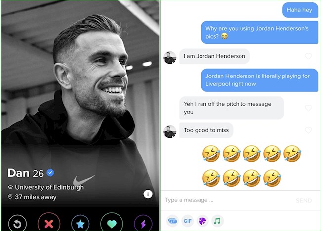 Jordan Henderson bị giả mạo trên Tinder
