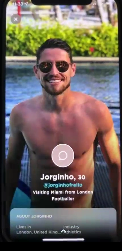 Thông tin của Jorginho trên một ứng dụng hẹn hò