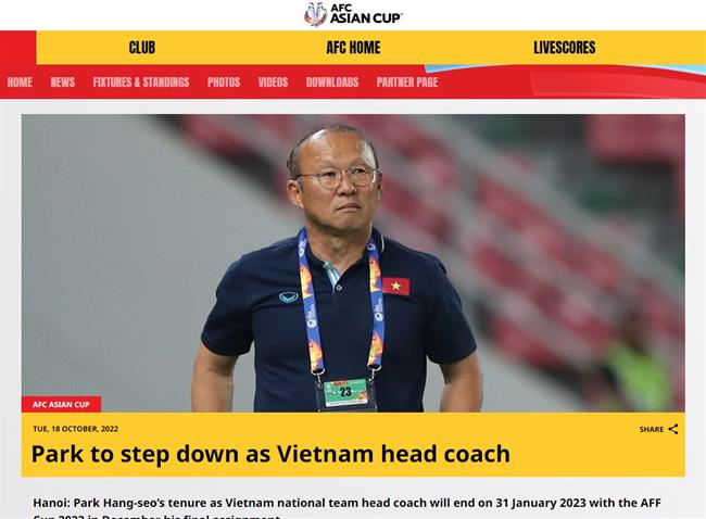 AFC ca ngợi HLV Park Hang Seo sau quyết định chia tay bóng đá Việt Nam 