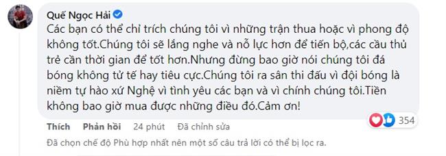 Tin bóng đá: Quế Ngọc Hải bày tỏ quan điểm khi người hâm mộ quay xe