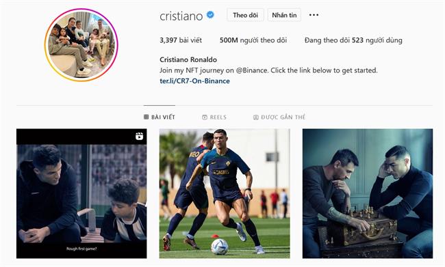 Cristiano Ronaldo là người đầu tiên đạt mốc 500 triệu theo dõi trên Instagram 2