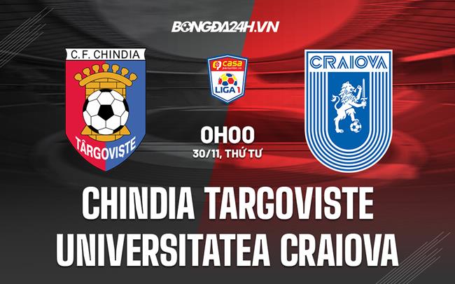 Nhận định Chindia Targoviste vs Universitatea Craiova 0h00 ngày 30/11 (VĐQG Romania 2022/23)