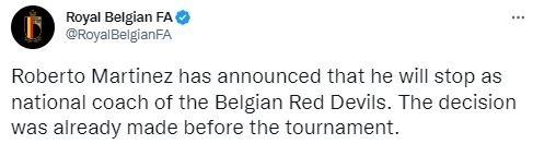 ĐT Bỉ thông báo ngắn ngọn chia tay HLV Martinez sau kỳ World Cup thảm hoạ 1 ĐT Bỉ thông báo ngắn ngọn chia tay HLV Martinez sau kỳ World Cup thảm hoạ 1