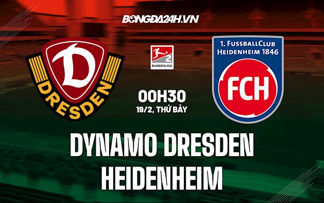 Nhận định Dynamo Dresden vs Heidenheim 0h30 ngày 19/2 (Hạng 2 Đức 2021/22)