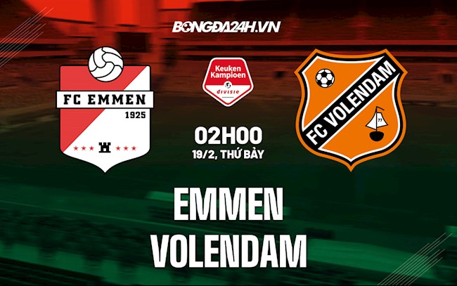 Nhận định,  Emmen vs Volendam 2h00 ngày 19/2 (Hạng 2 Hà Lan 2021/22)