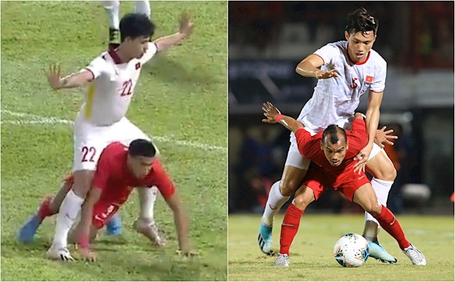 Trung vệ U23 Việt Nam tái hiện pha đè đầu cưỡi cổ đối phương của Văn Hậu