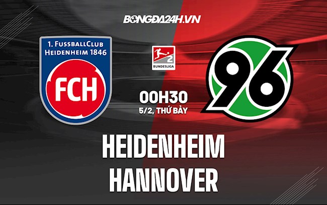 Nhận định, dự đoán Heidenheim vs Hannover 0h30 ngày 5/2 (Hạng 2 Đức 2021/22)