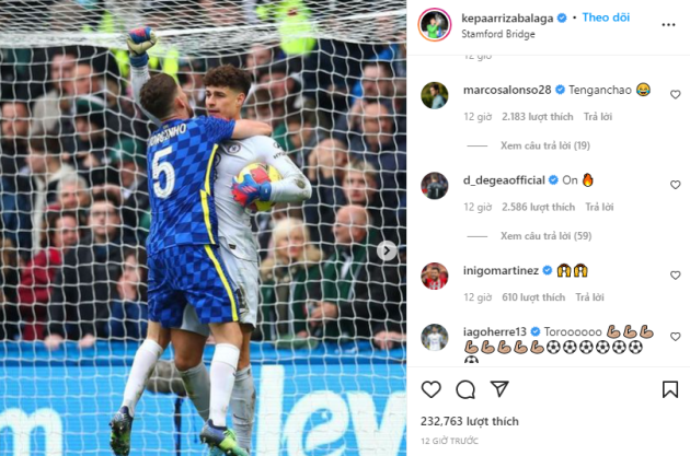 De Gea vào tận trang cá nhân của Kepa để khen ngợi