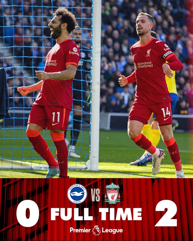 Liverpool đánh bại Brighton với tỷ số 2-0