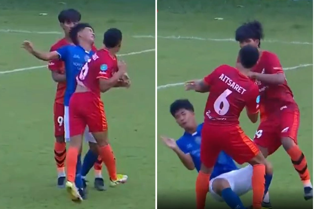 Tình huống chơi bóng thô bạo của Aitsaret Noichaiboon Tình huống chơi bóng thô bạo của Aitsaret Noichaiboon