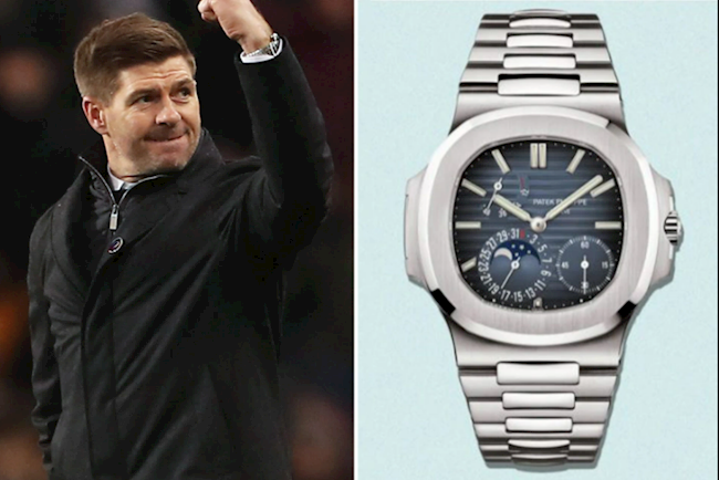HLV Steven Gerrard hiện dùng chiếc Patek Philippe Nautilus Ref. 5712/1A-001 trị giá 37.530 bảng Anh.