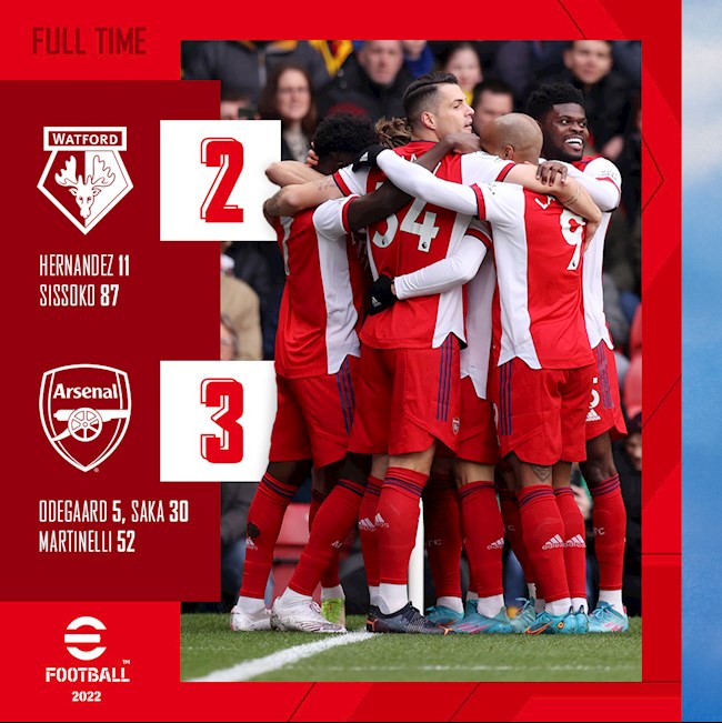 Arsenal đánh bại Watford 3-2