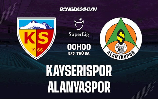 Nhận định Kayserispor vs Alanyaspor 0h00 ngày 8/3 (VĐQG Thổ Nhĩ Kỳ 2021/22)
