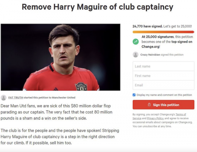Gần 30.000 CĐV MU đòi tước băng thủ quân của Harry Maguire