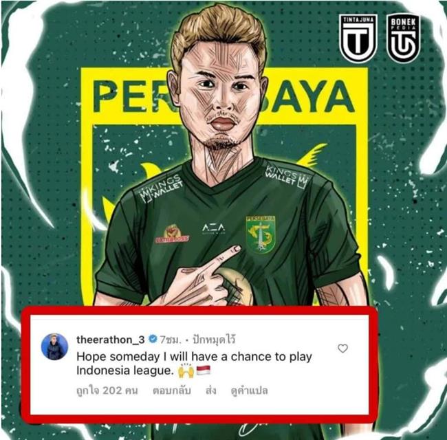 Theerathon hào hứng trước viễn cảnh chơi bóng tại Indonesia 1