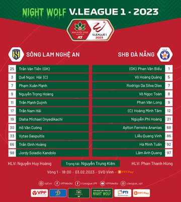 Đội hình chính thức SLNA vs Đà Nẵng 18h00 hôm nay 3/2 V-League 2023 doi hinh chinh thuc SLNA vs da Nang 18h00 hom nay 3/2 V-League 2023