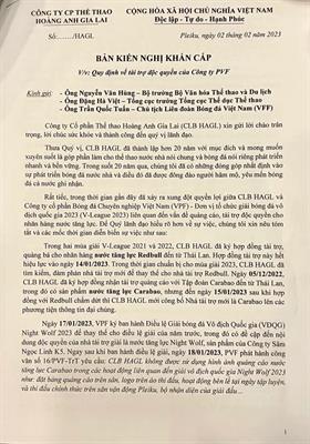 HAGL gửi kiến nghị khẩn, muốn VPF sửa điều lệ chống độc quyền 1 HAGL gửi kiến nghị khẩn, muốn VPF sửa điều lệ chống độc quyền 1