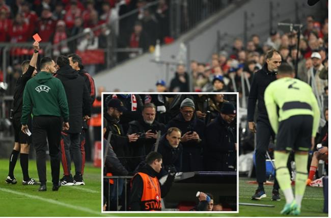 Thomas Tuchel nhận thẻ đỏ trong ngày Bayern rời Champions League