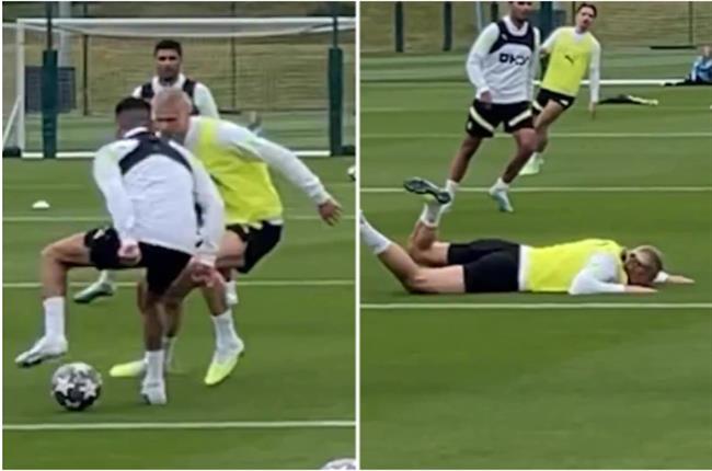 Haaland ngã sấp mặt khi đối đầu Mahrez Haaland nga sap mat khi doi dau Mahrez