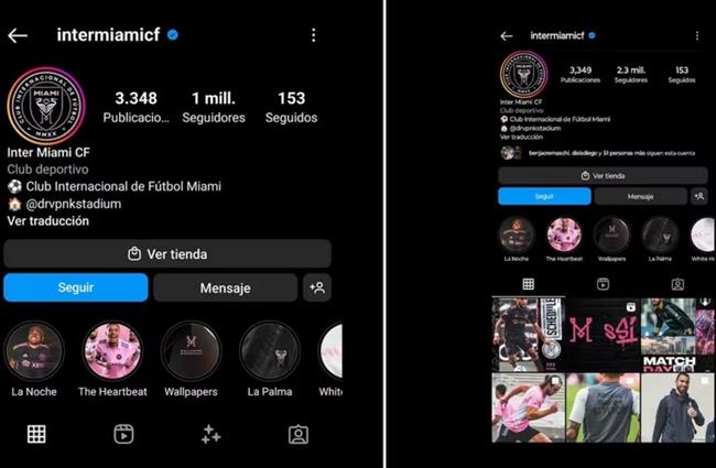 Tai khoan chinh thuc cua Inter Miami tren Instagram 