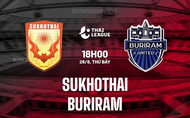 Nhận định - dự đoán Sukhothai vs Buriram 18h00 ngày 26/8 (VĐQG Thái Lan 2023/24)