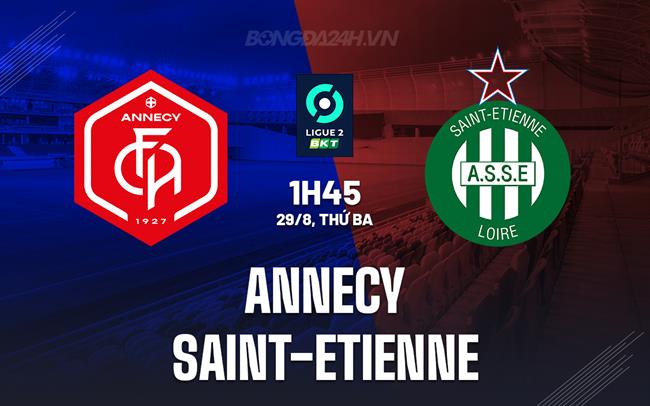 Nhận định Annecy vs Saint-Etienne 1h45 ngày 29/8 (Hạng 2 Pháp 2023/24)