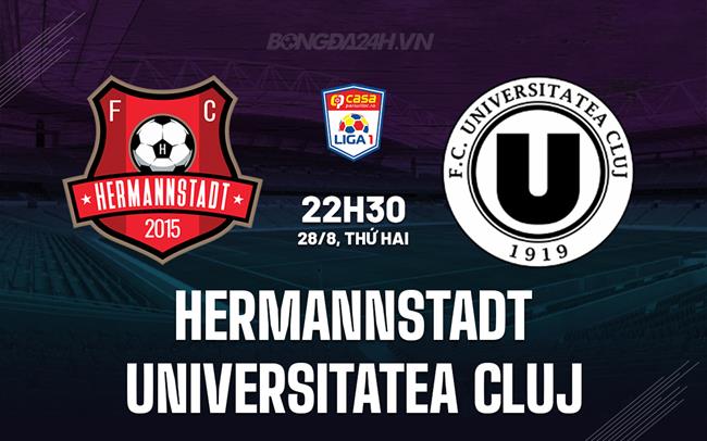 Nhận định Hermannstadt vs Universitatea Cluj 22h30 ngày 28/8 (VĐQG Romania 2023/24)