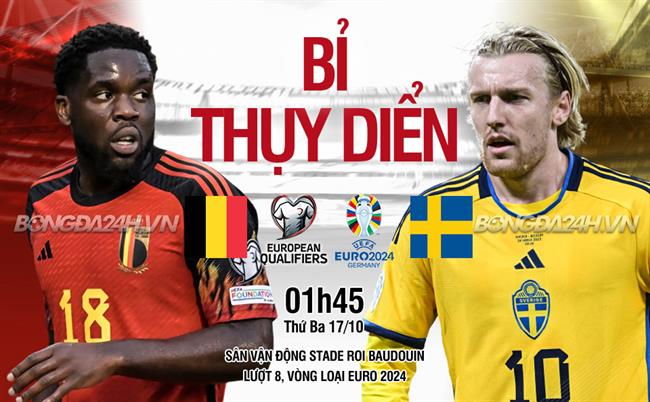 Nhận định bóng đá Bỉ vs Thụy Điển 1h45 ngày 17/10 (Vòng loại Euro 2024)