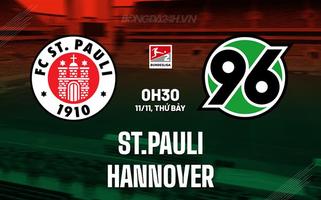 Nhận định bóng đá St.Pauli vs Hannover 0h30 ngày 11/11 (Hạng 2 Đức 2023/24)