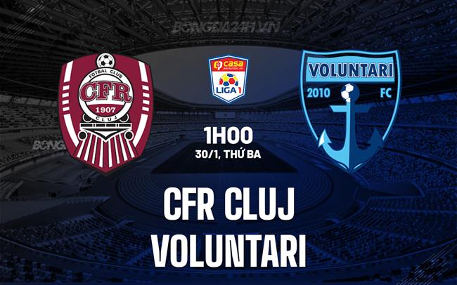Nhận định CFR Cluj vs Voluntari 1h00 ngày 30/1 (VĐQG Romania 2023/24)