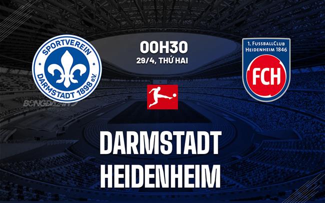 Nhận định bóng đá Darmstadt vs Heidenheim 0h30 ngày 29/4 (Bundesliga 2023/24)