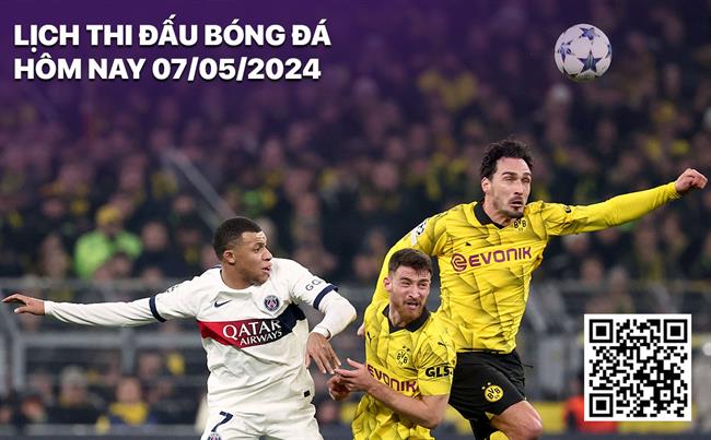Lịch thi đấu, trực tiếp bóng đá hôm nay 7/5: PSG - Dortmund