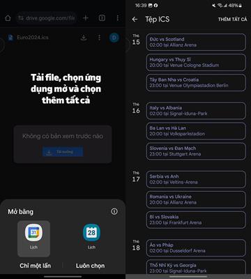 Cách đồng bộ lịch thi đấu Euro 2024 vào điện thoại máy tính 3