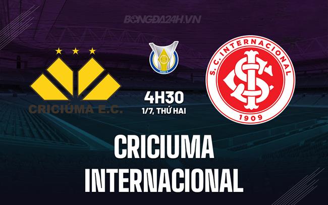 Nhận định Criciuma vs Internacional 4h30 ngày 1/7 (VĐQG Brazil 2024)