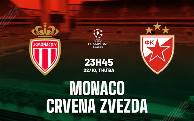 Nhận định Monaco vs Crvena Zvezda 23h45 ngày 22/10 (Champions League 2024/25)