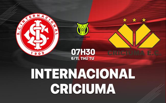 Nhận định Internacional vs Criciuma 7h30 ngày 6/11 (VĐQG Brazil 2024)