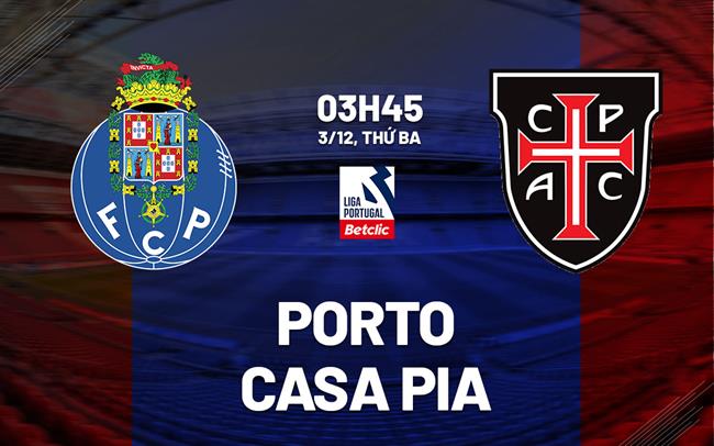 Nhận định bóng đá Porto vs Casa Pia 3h45 ngày 3/12 (VĐQG Bồ Đào Nha 2024/25)