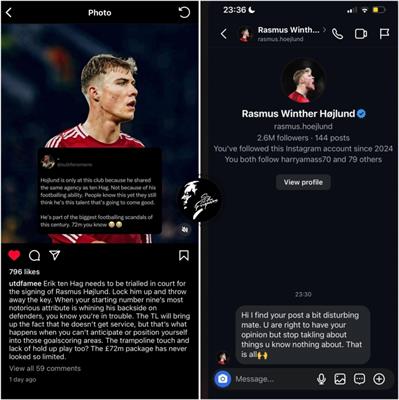 Rasmus Hojlund đáp trả người hâm mộ trên mạng xã hội 1