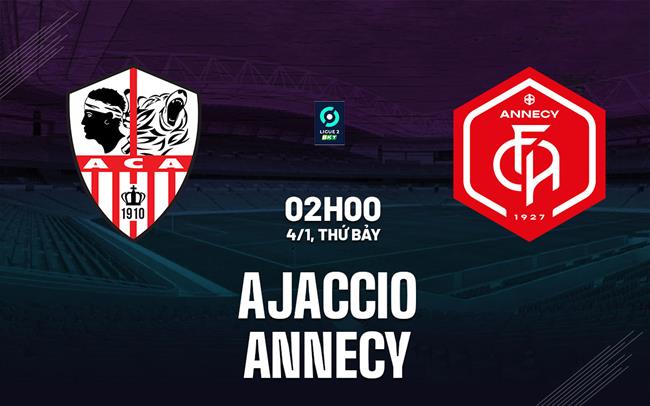 Nhận định bóng đá Ajaccio vs Annecy 2h00 ngày 4/1 (Hạng 2 Pháp 2024/25)