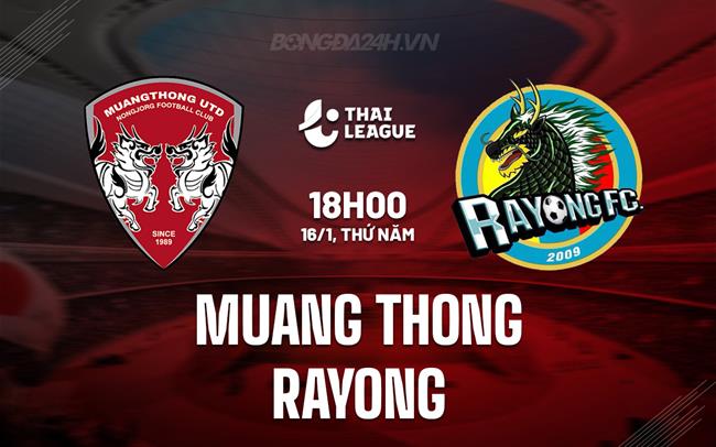 Nhận định Muang Thong vs Rayong 19h00 ngày 16/1 (VĐQG Thái Lan 2024/25)