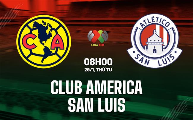 Nhận định Club America vs San Luis 8h00 ngày 29/1 (VĐQG Mexico 2024/25)