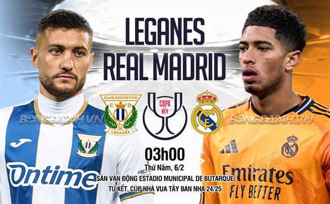 Nhận định Leganes vs Real Madrid (3h00 ngày 6/2): Vé đi tiếp cho Los Blancos