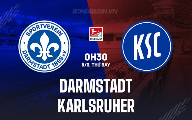 Nhận định Darmstadt vs Karlsruher 0h30 ngày 8/3 (Hạng 2 Đức 2024/25)
