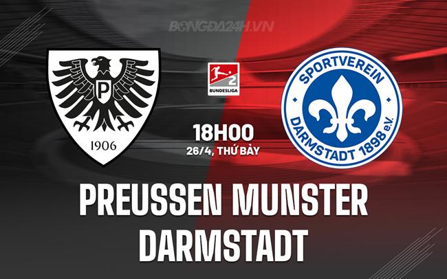 Nhận định Preussen Munster vs Darmstadt 18h00 ngày 26/4 (Hạng 2 Đức 2024/25)