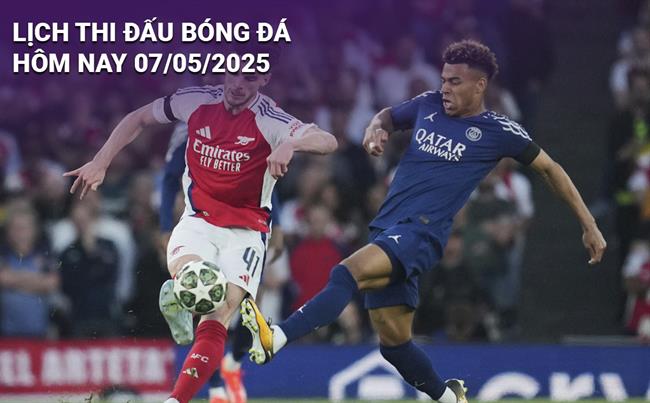 Lịch thi đấu, trực tiếp bóng đá hôm nay 7/5/2025: PSG vs Arsenal