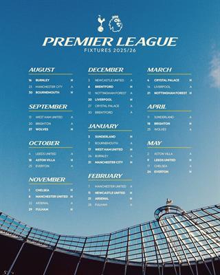Lịch thi đấu của Tottenham ở Premier League 202526 Khởi đầu nhẹ nhàng 1 Lịch thi đấu của Tottenham ở Premier League 202526 Khởi đầu nhẹ nhàng 1