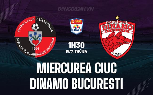 Nhận định Miercurea Ciuc vs Dinamo Bucuresti 1h30 ngày 15/7 (VĐQG Romania 2025/26)