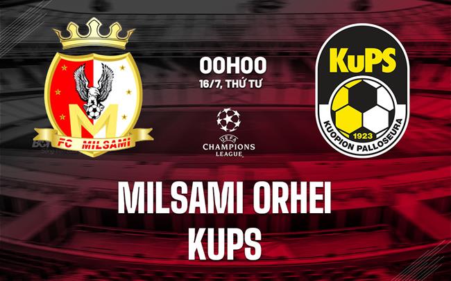 Nhận định Milsami Orhei vs KuPS 0h00 ngày 16/7 (UEFA Champions League 2025/26)