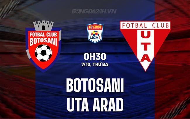 Nhận định Botosani vs UTA Arad 0h30 ngày 7/10 (VĐQG Romania 2025/26)
