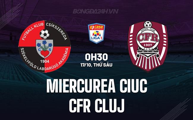 Nhận định Miercurea Ciuc vs CFR Cluj 0h30 ngày 17/10 (VĐQG Romania 2025/26)